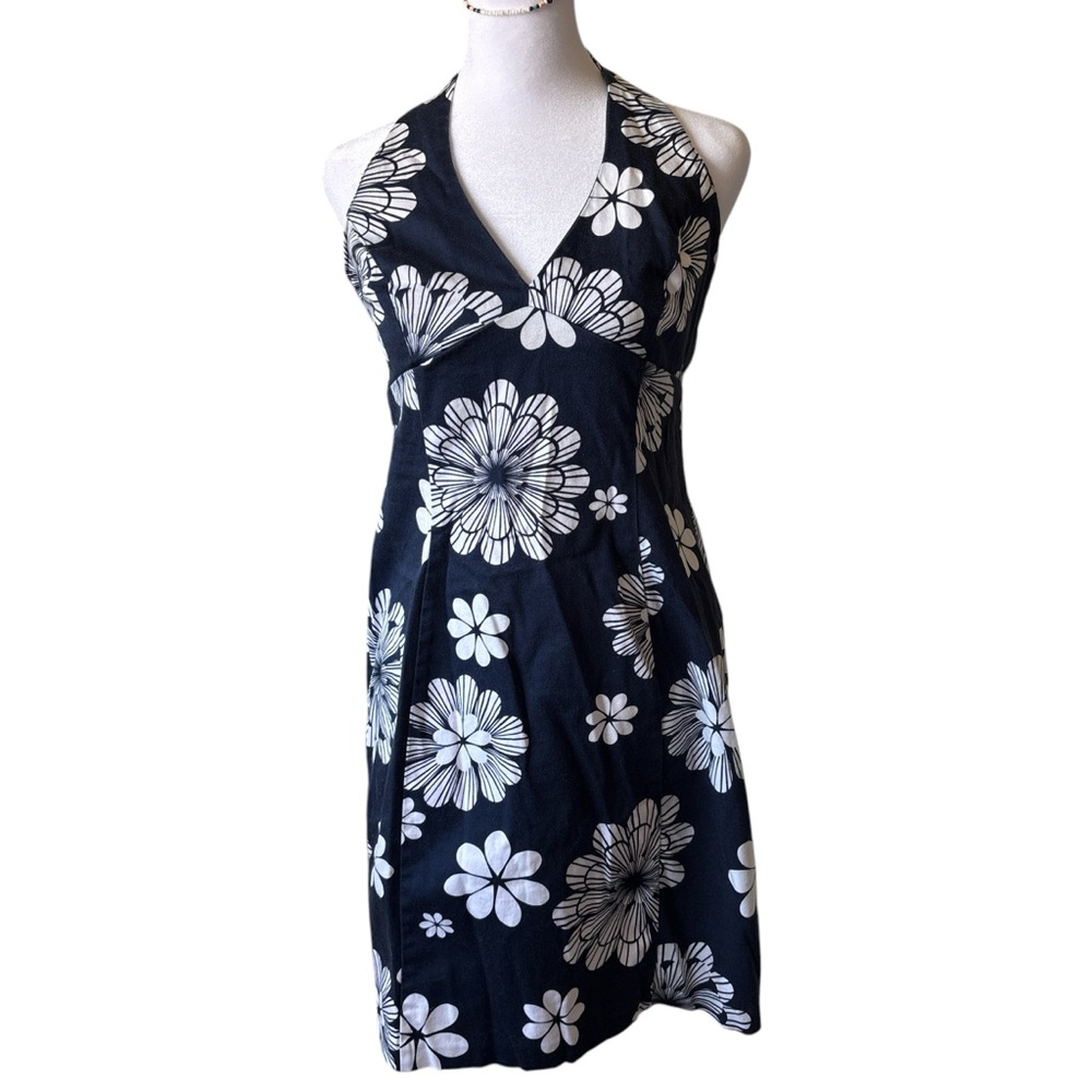 AGB White and Blue Halter Sundress Backless